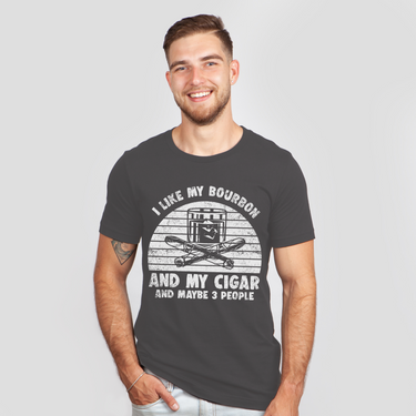 bourbon and cigar dark gray shirt